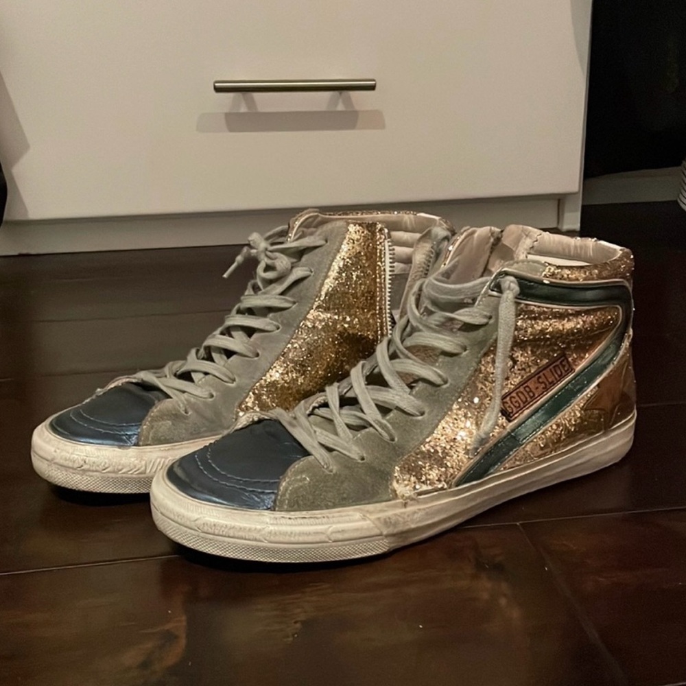 Authentic Golden Goose Glitter Slide High Top Size 40